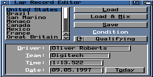 Lap Record Editor