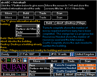 Commands Menu with Building Options